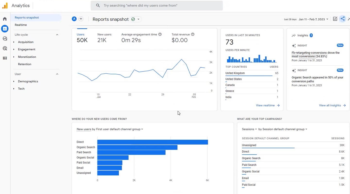 analytics screenshot